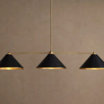 GV Linear Brass Light Black 3 Light Chandelier