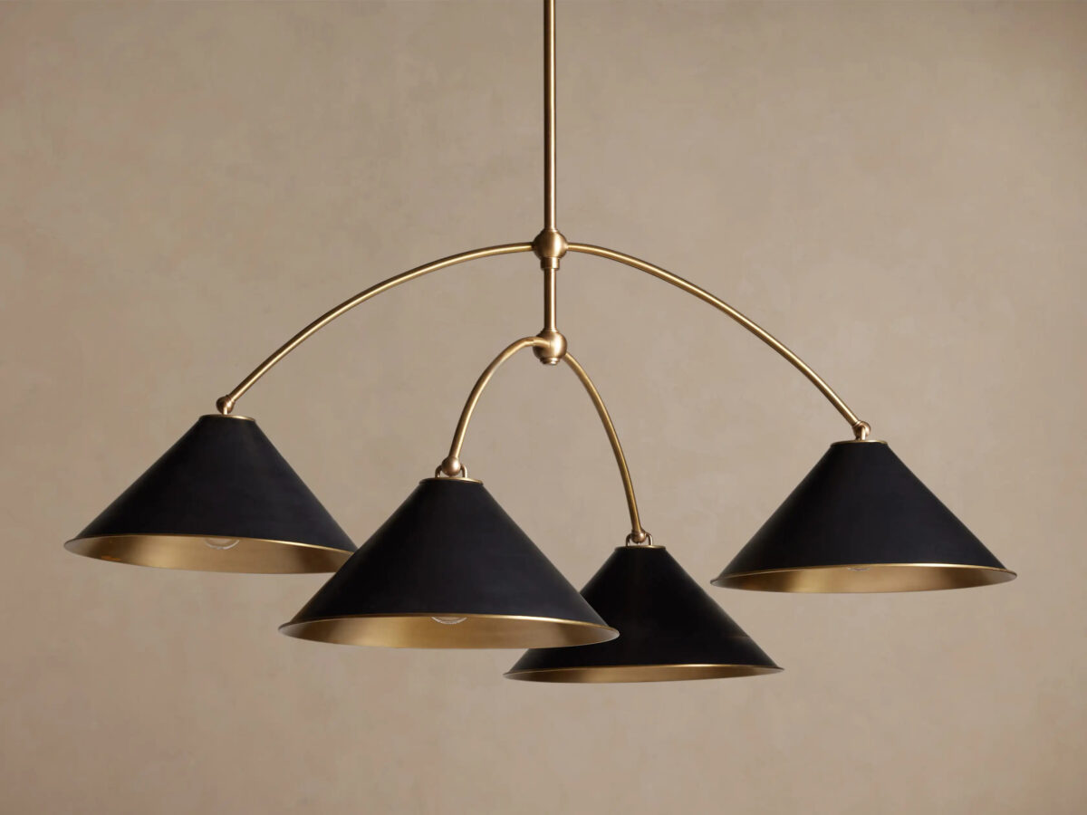 GV Brass Chandelier Arno Round Black 4 Light Fixture - Image 2