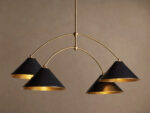 GV Brass Chandelier Arno Round Black 4 Light Fixture