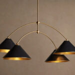 GV Brass Chandelier Arno Round Black 4 Light Fixture