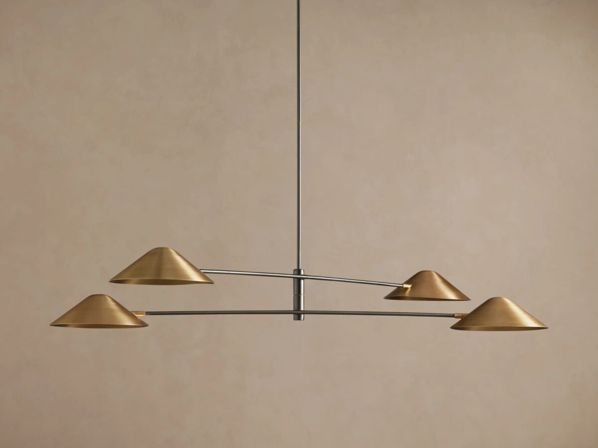 GV Brass MCM Chandelier 4 Light Linear - Image 2