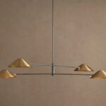 GV Brass MCM Chandelier 4 Light Linear