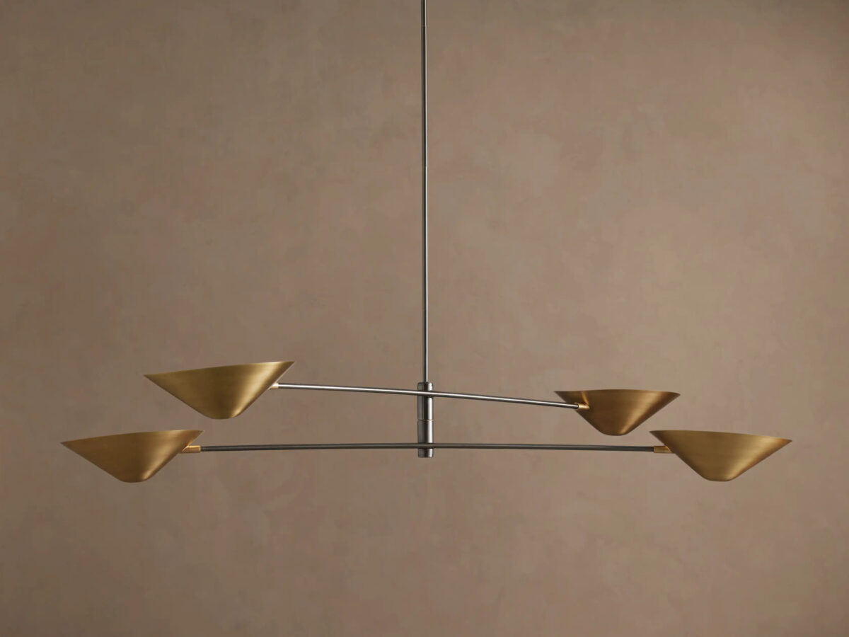 GV Brass MCM Chandelier 4 Light Linear - Image 5