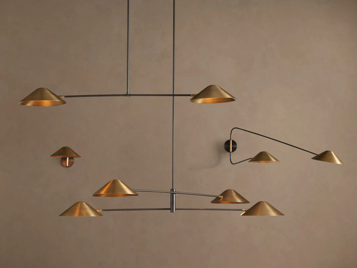 GV Brass MCM Chandelier 4 Light Linear - Image 6