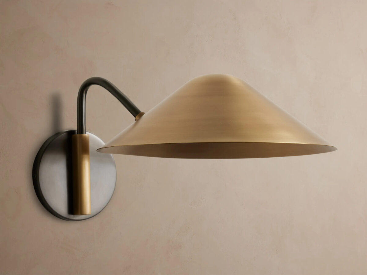 GV Antique Brass Sconce with Cone Shade - Image 2