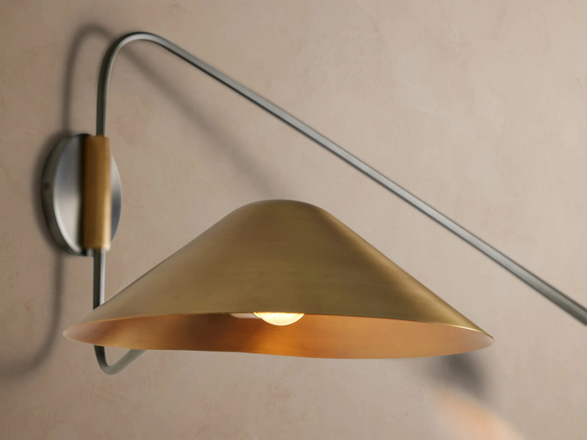 GV Brass Arm Sconce Long Arm Double Wall Light - Image 3