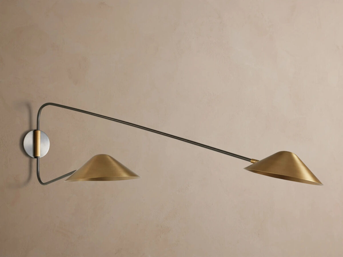 GV Brass Arm Sconce Long Arm Double Wall Light - Image 2