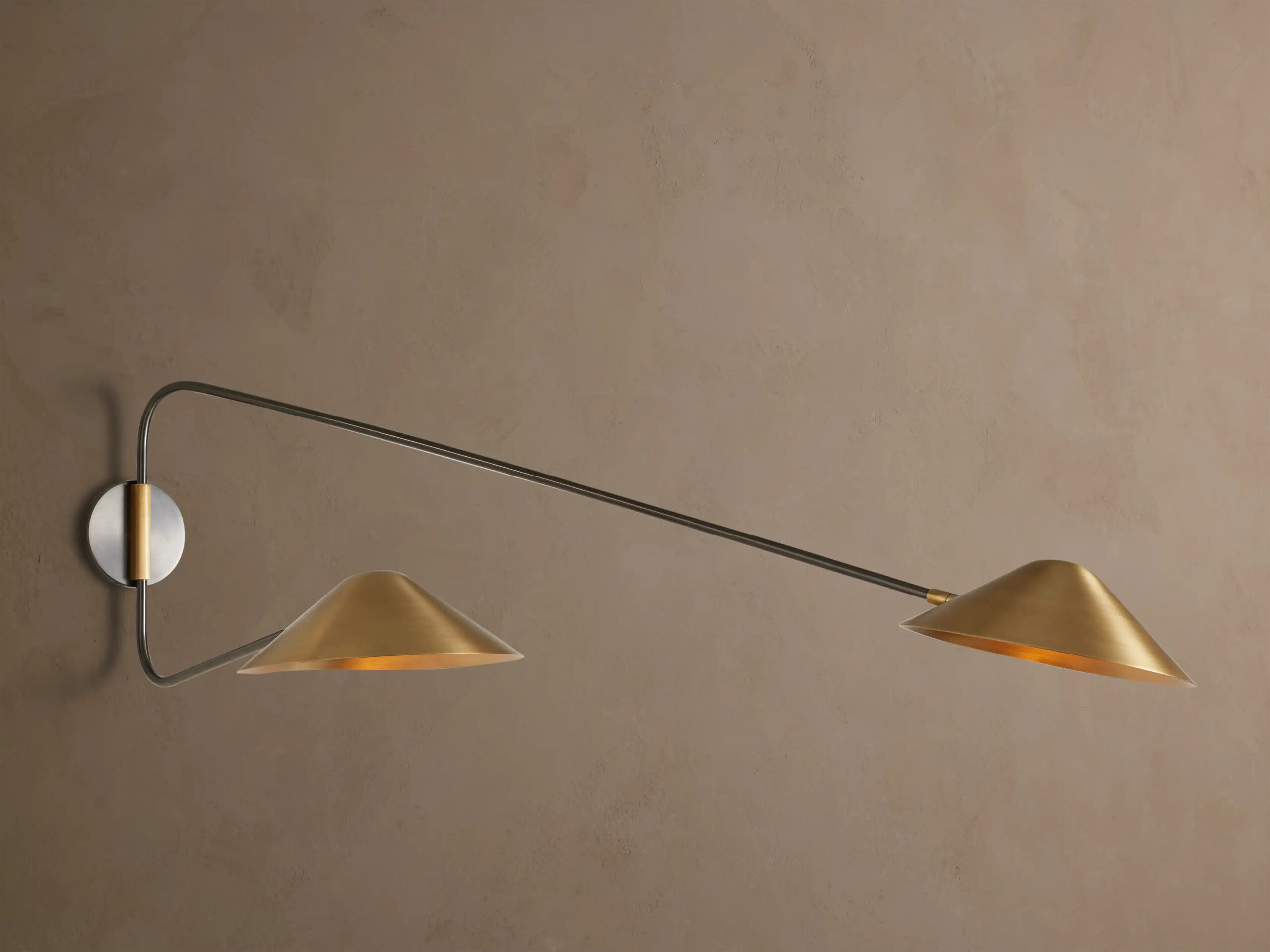 663507H648_BBH260113 GV Brass Arm Sconce Long Arm Double Wall Light - Image 1
