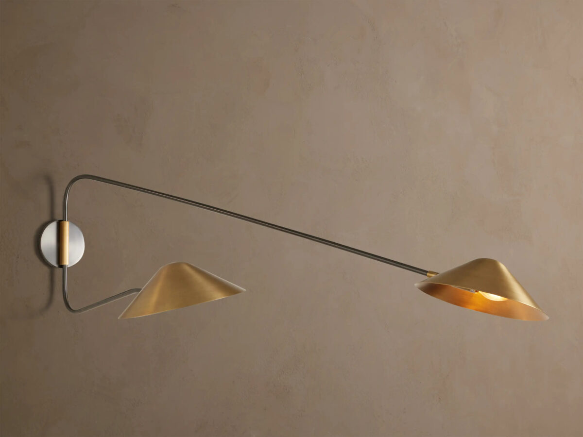 GV Brass Arm Sconce Long Arm Double Wall Light - Image 4