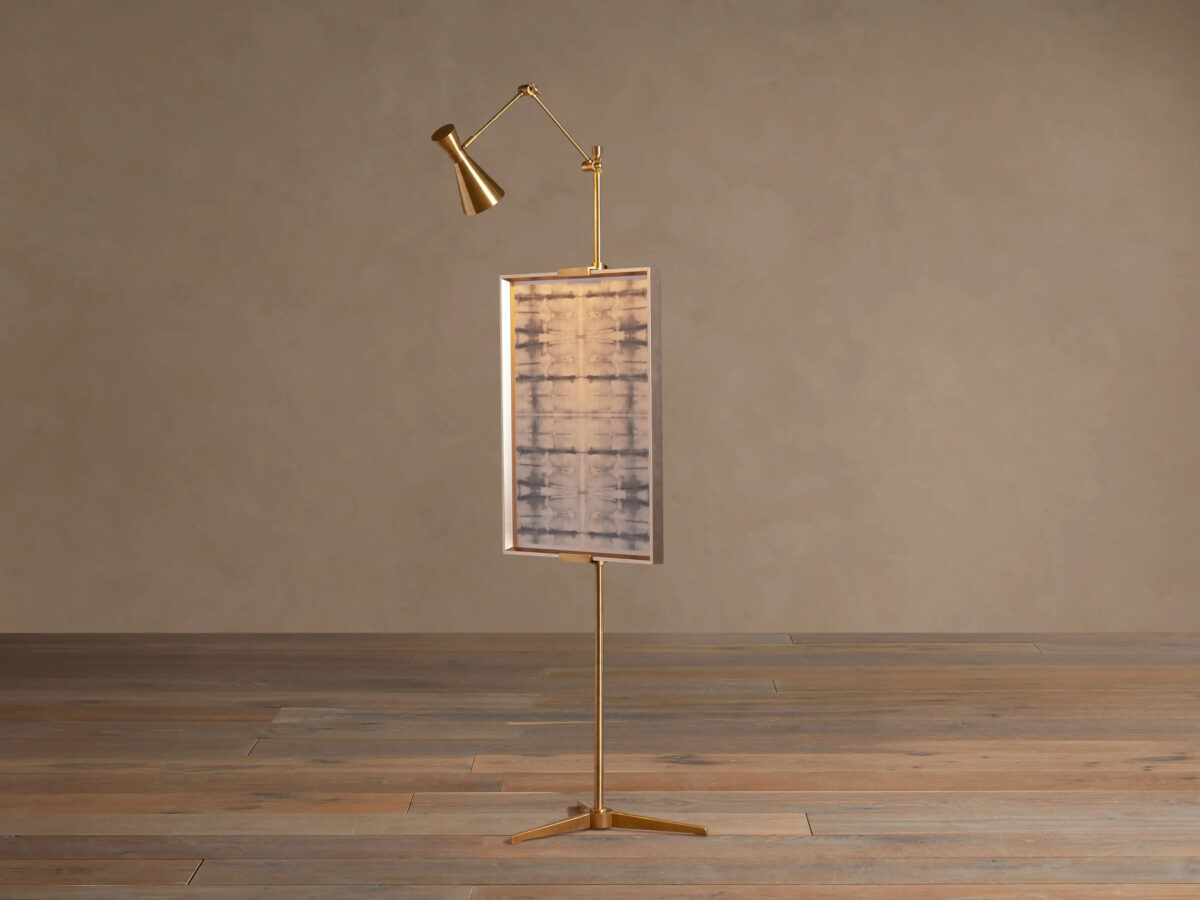 GV Jaxtyn Brass Floor Lamp with Art Display - Image 4