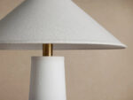 GV Ombra Linen Floor Lamp with Teak and Brass Accents - Image 3