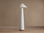 GV Ombra Linen Floor Lamp with Teak and Brass Accents