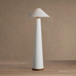 GV Ombra Linen Floor Lamp with Teak and Brass Accents