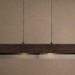 GV Lena 47 Inch Wood Linear Chandelier with Mirrored Glass