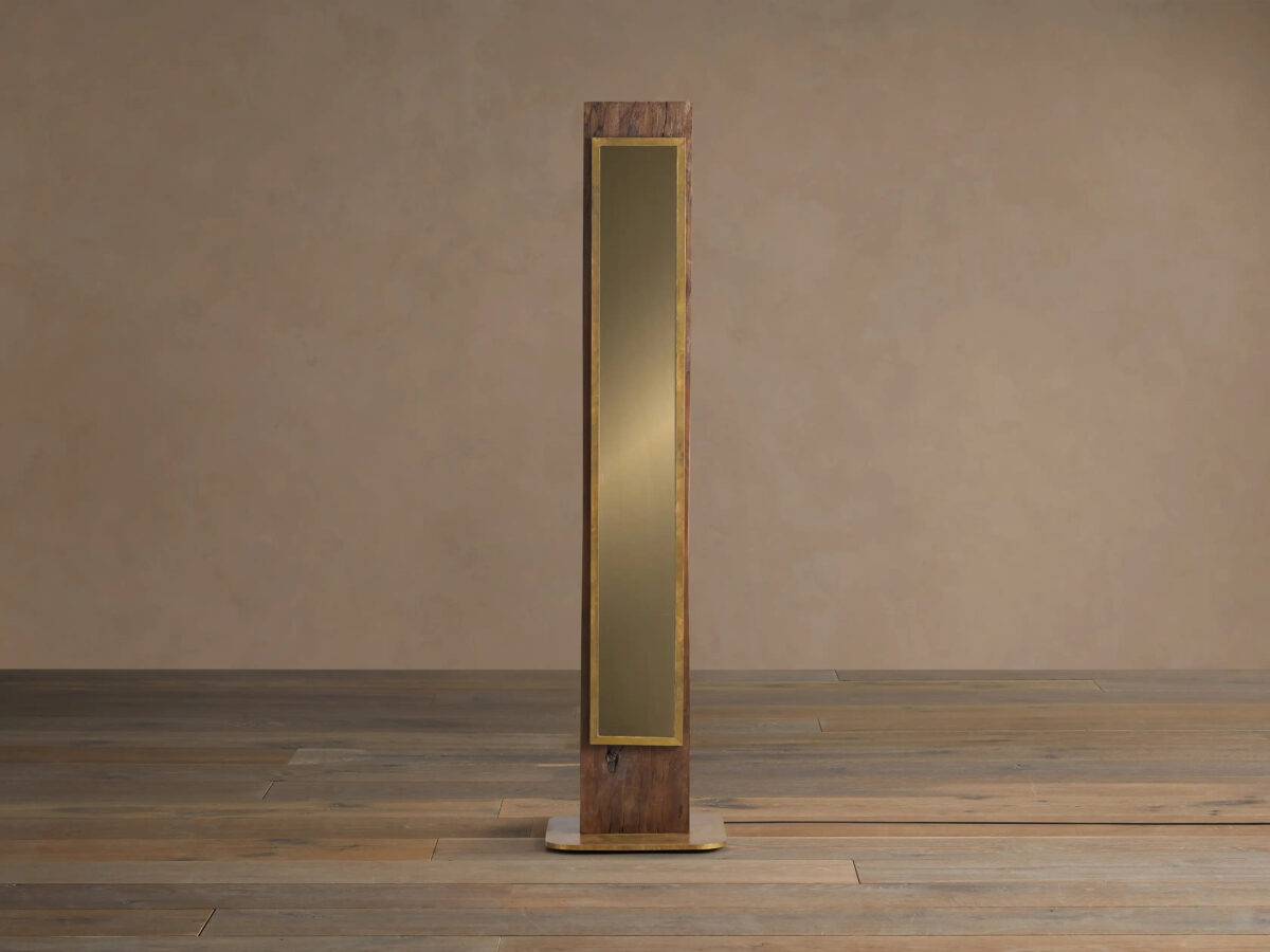 GV Wood Floor Lamp 100 Inch with Brass and Mirrored Glass - Image 2