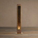 GV Wood Floor Lamp 100 Inch with Brass and Mirrored Glass