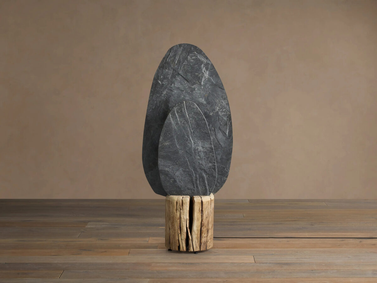 GV Shinto Japandi Slate Lamp with Melina Wood Base - Image 2