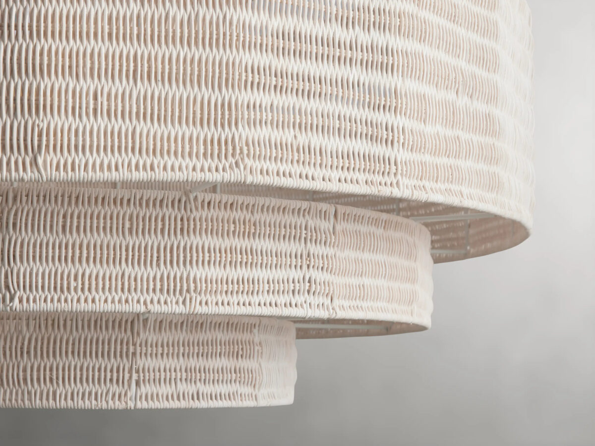 GV Rattan Chandelier 40 Inch White Handwoven Shade - Image 3
