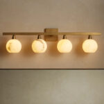 GV Alabaster Sconce 4 Light Brass Wall Light
