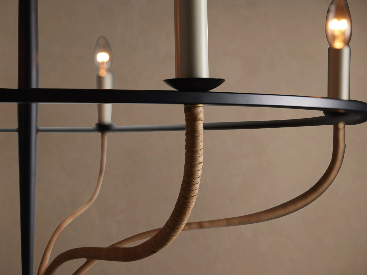 GV Rosalind Rattan Chandelier in Black Iron - Image 3