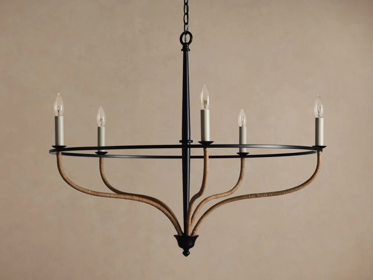 GV Rosalind Rattan Chandelier in Black Iron - Image 2