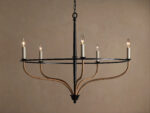 GV Rosalind Rattan Chandelier in Black Iron