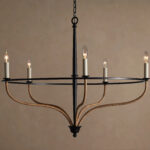 GV Rosalind Rattan Chandelier in Black Iron
