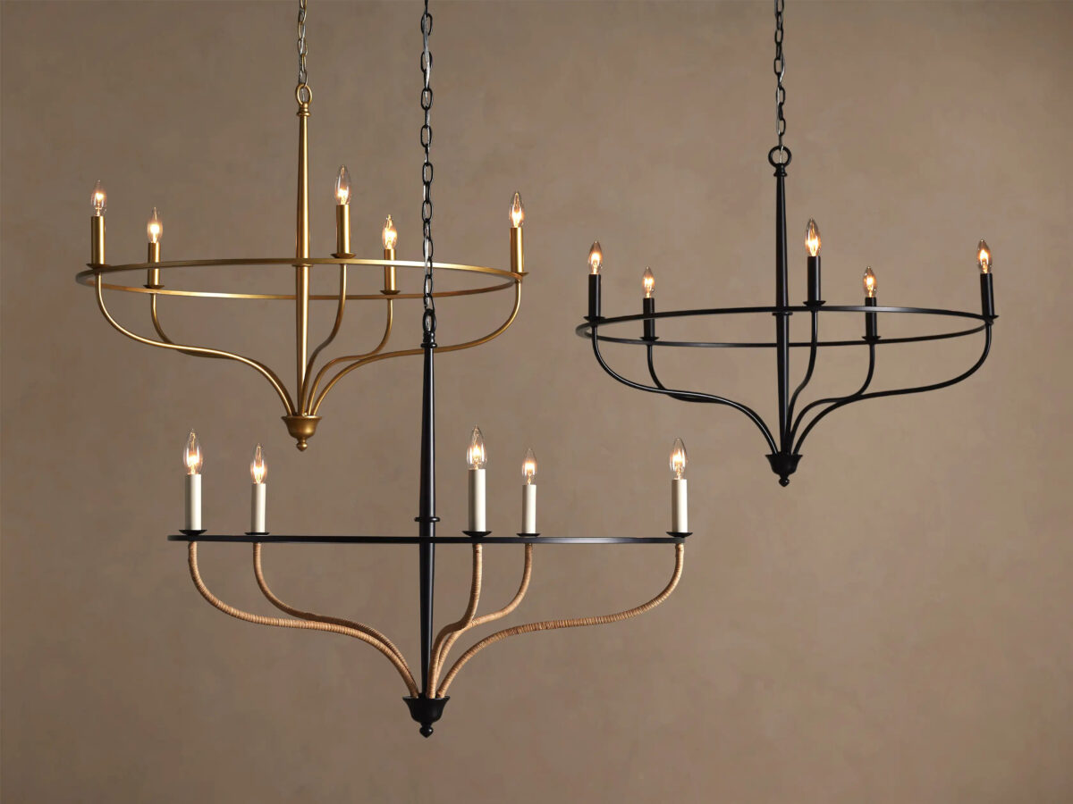 GV Rosalind Rattan Chandelier in Black Iron - Image 5