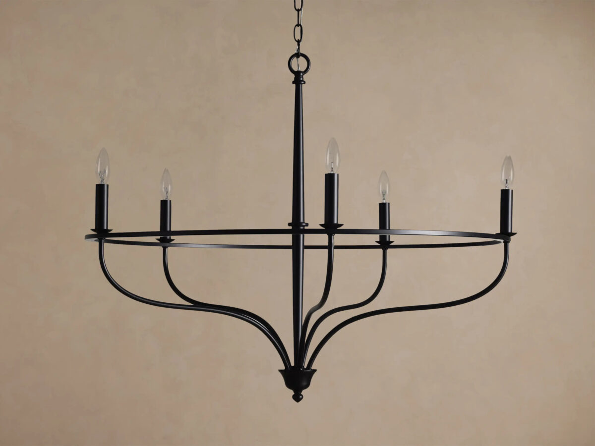 GV Rosalind Iron Ring Chandelier 5 Light Black - Image 2