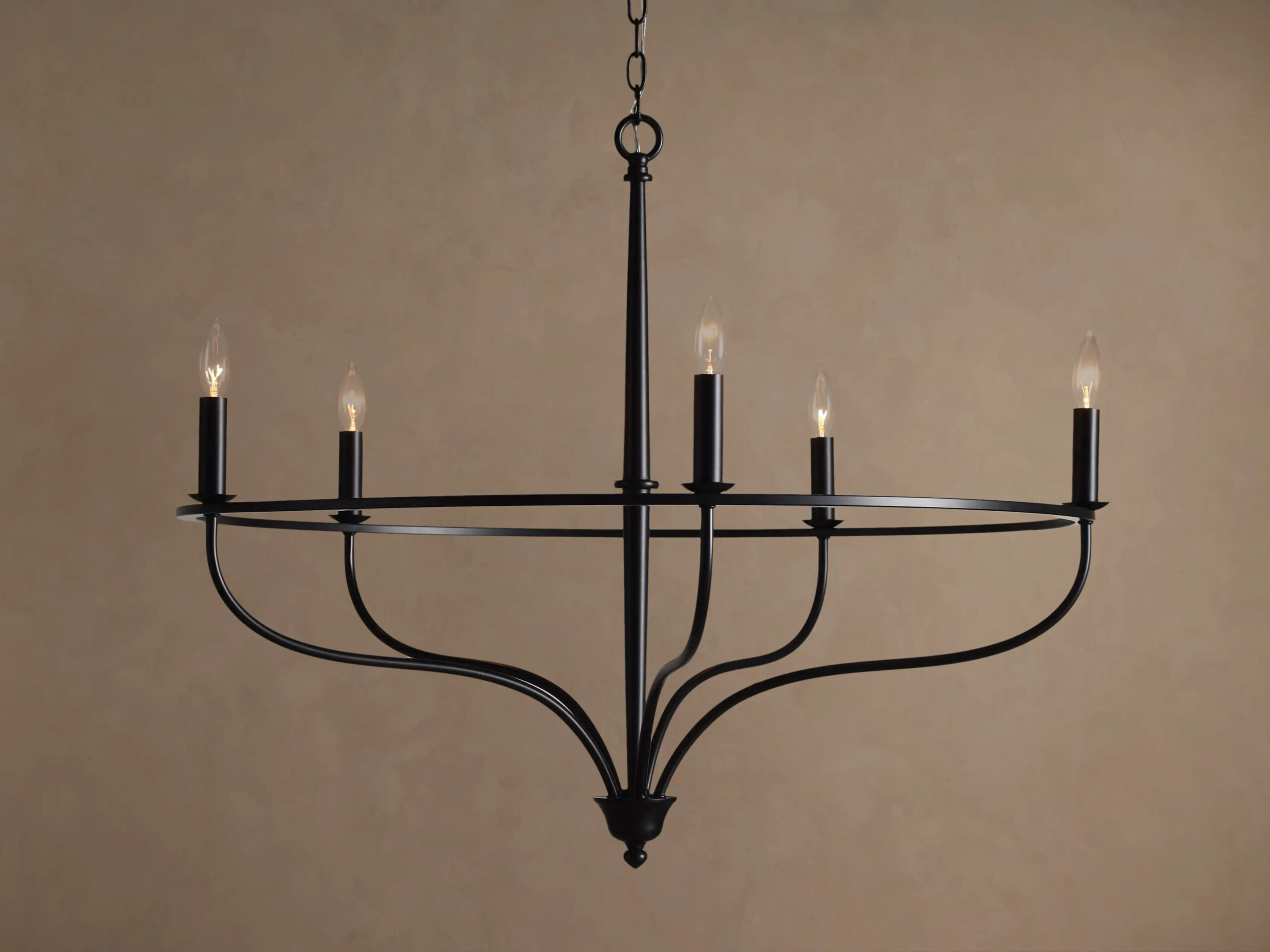 66594H560_DB260112 GV Rosalind Iron Ring Chandelier 5 Light Black - Image 1