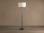 GV Glass Floor Lamp with Brass Base and Linen Shade - Image 4