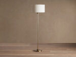 GV Glass Floor Lamp with Brass Base and Linen Shade - Image 2