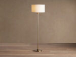 GV Glass Floor Lamp with Brass Base and Linen Shade