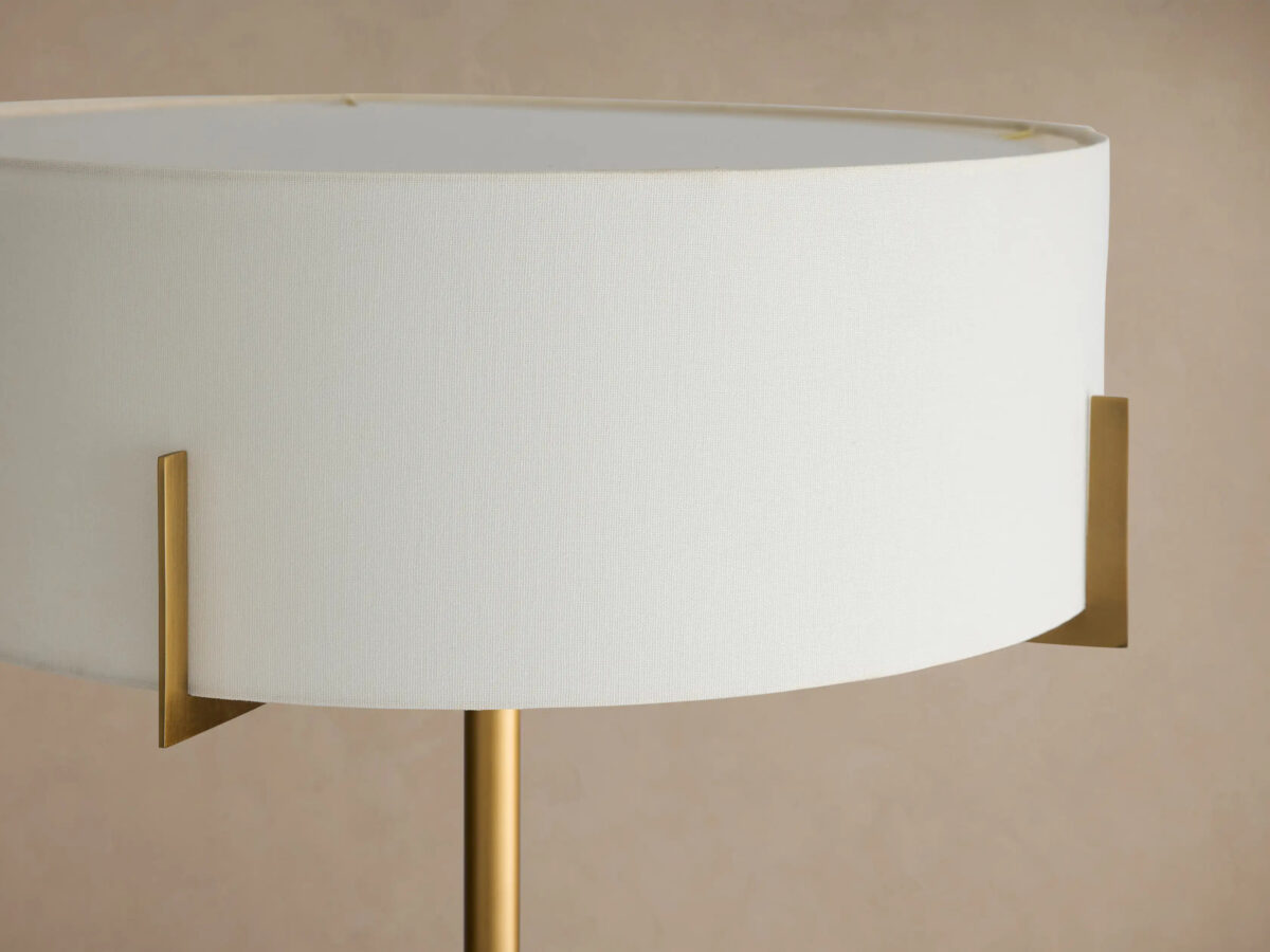 GV Brass Floor Lamp with Linen Shade and Granite Base - Image 3