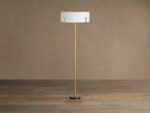 GV Brass Floor Lamp with Linen Shade and Granite Base - Image 2