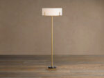 GV Brass Floor Lamp with Linen Shade and Granite Base