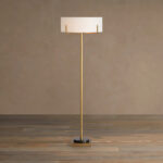 GV Brass Floor Lamp with Linen Shade and Granite Base