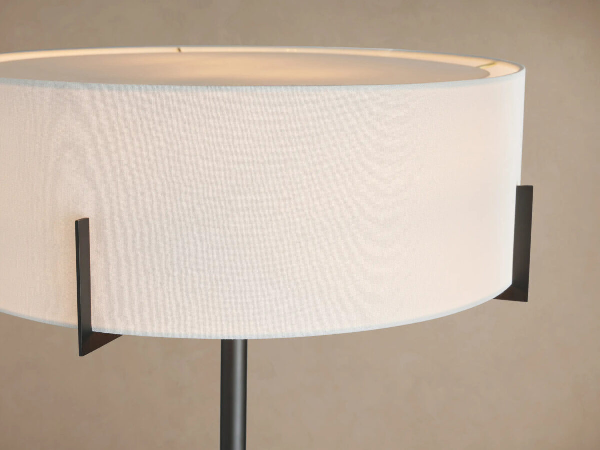GV Brass Floor Lamp with Linen Shade and Granite Base - Image 6