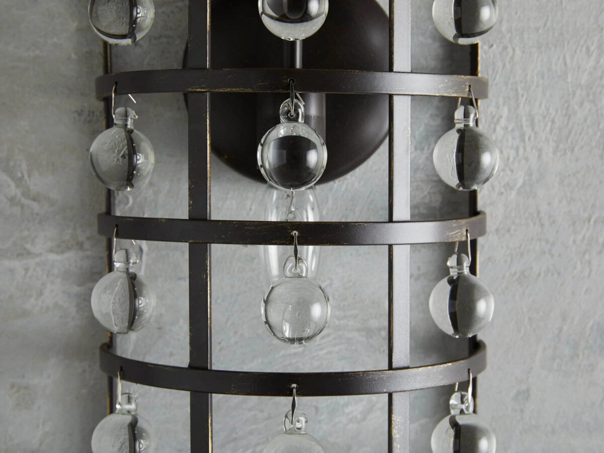 GV Iron Cage Sconce with Crystal Spheres - Image 2