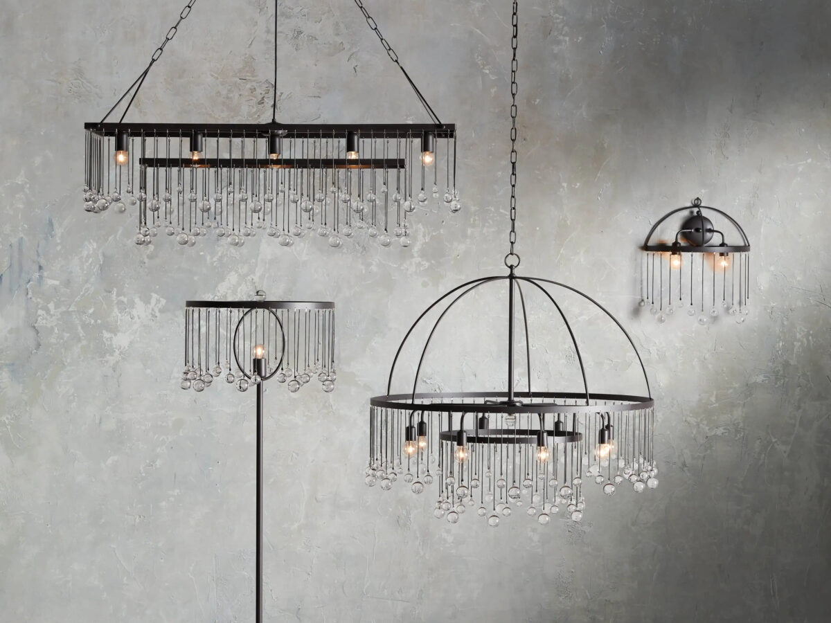 GV Iron Chandelier Aubrey Rectangular Glass Drop Light - Image 5