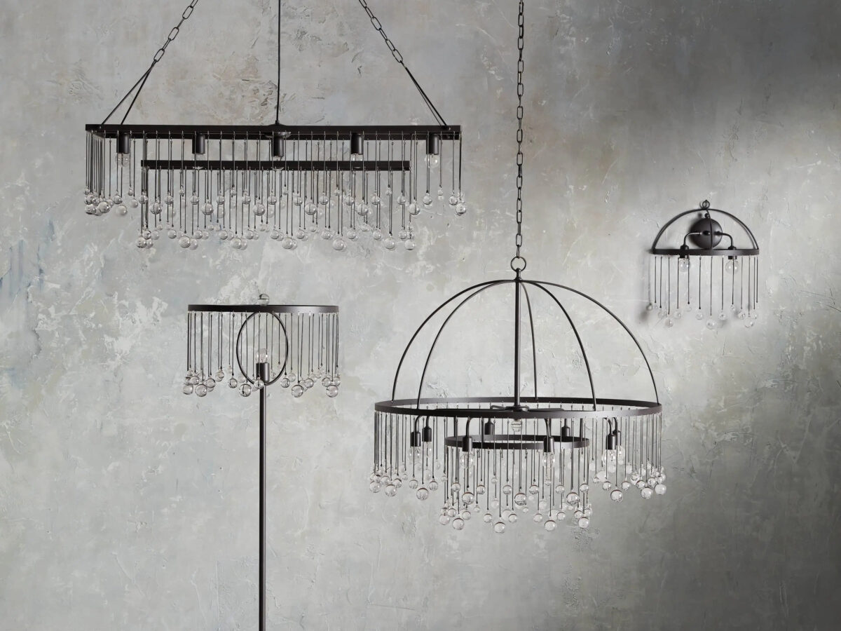 GV Iron Chandelier Aubrey Rectangular Glass Drop Light - Image 6