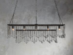GV Iron Chandelier Aubrey Rectangular Glass Drop Light