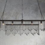 GV Iron Chandelier Aubrey Rectangular Glass Drop Light