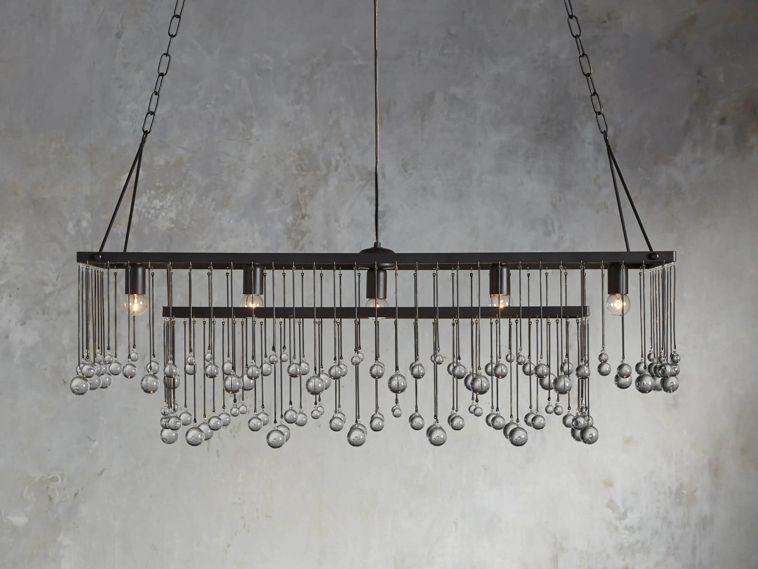 66636H205_O201125 GV Iron Chandelier Aubrey Rectangular Glass Drop Light - Image 1
