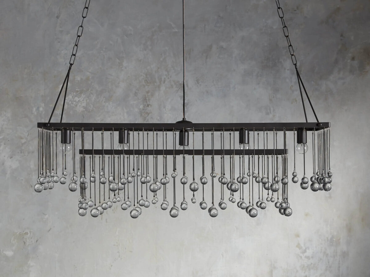 GV Iron Chandelier Aubrey Rectangular Glass Drop Light - Image 2
