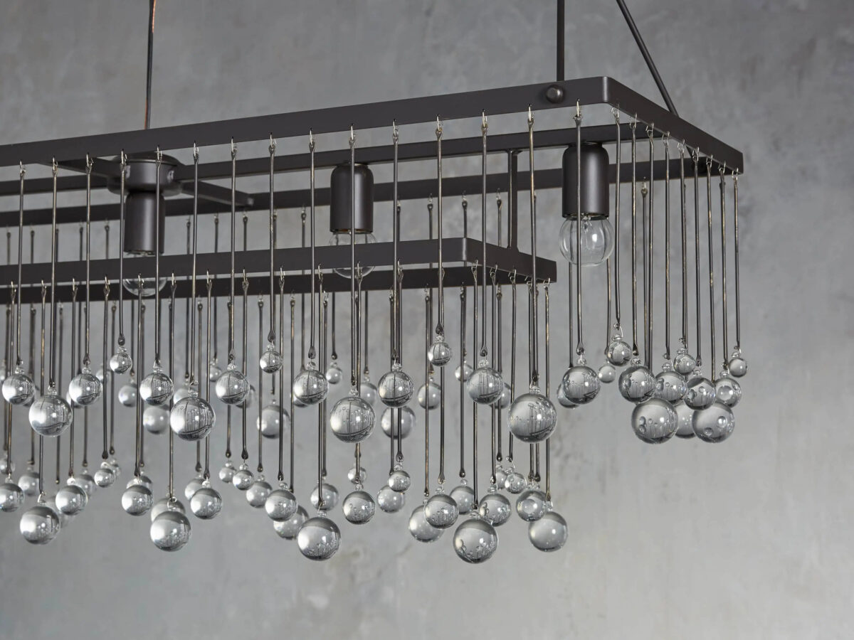 GV Iron Chandelier Aubrey Rectangular Glass Drop Light - Image 3
