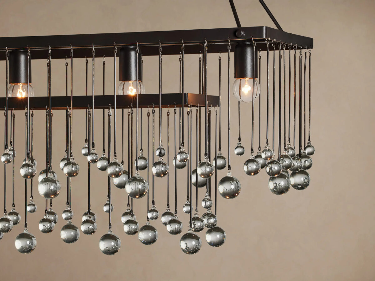 GV Iron Chandelier Aubrey Rectangular Glass Drop Light - Image 9