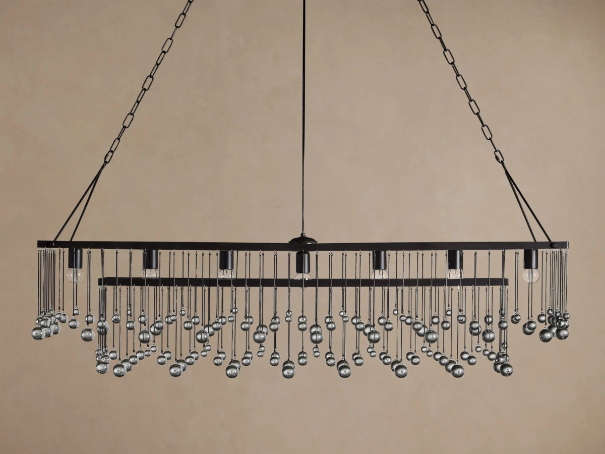 GV Iron Chandelier Aubrey Rectangular Glass Drop Light - Image 8