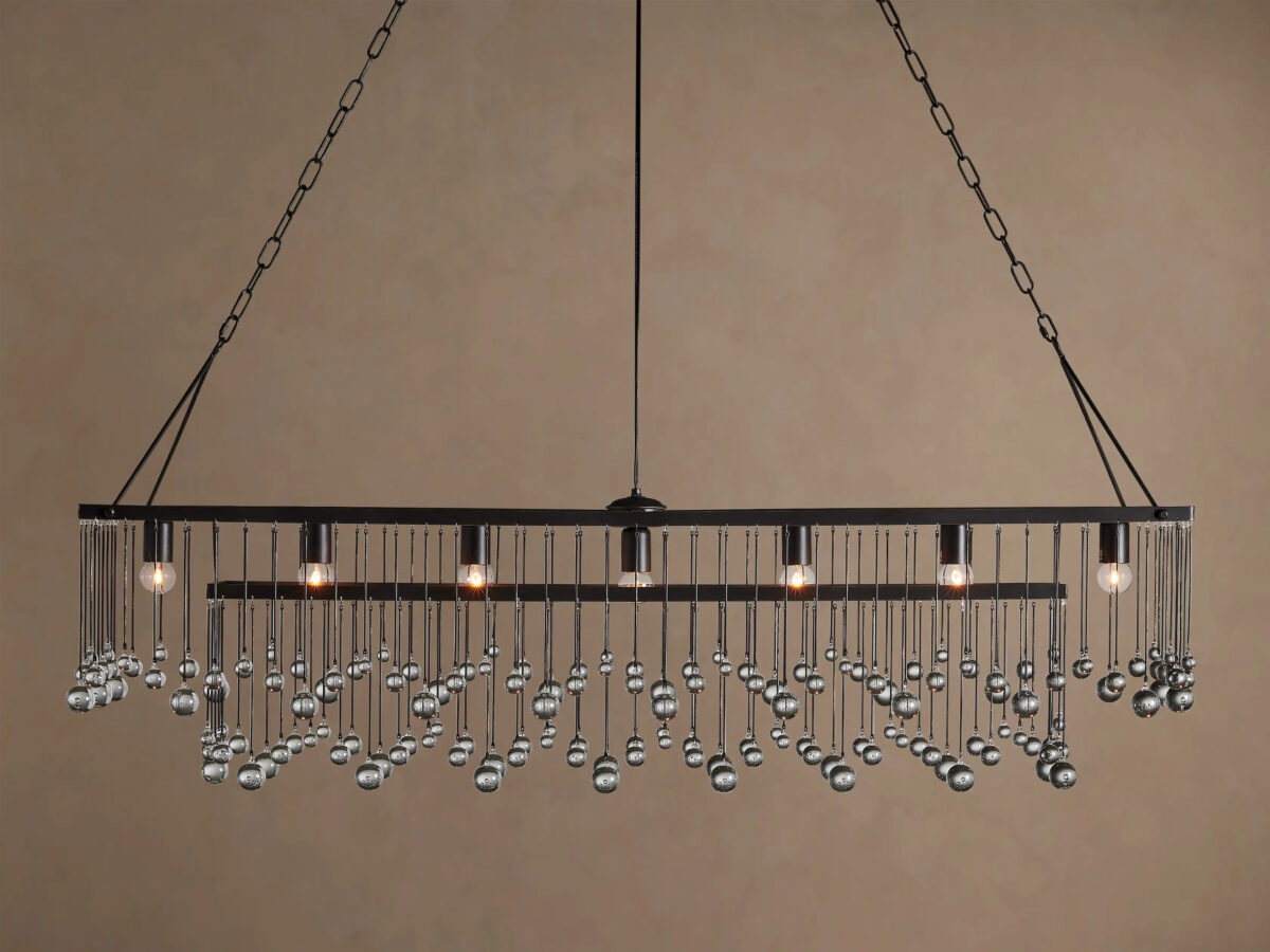 GV Iron Chandelier Aubrey Rectangular Glass Drop Light - Image 7