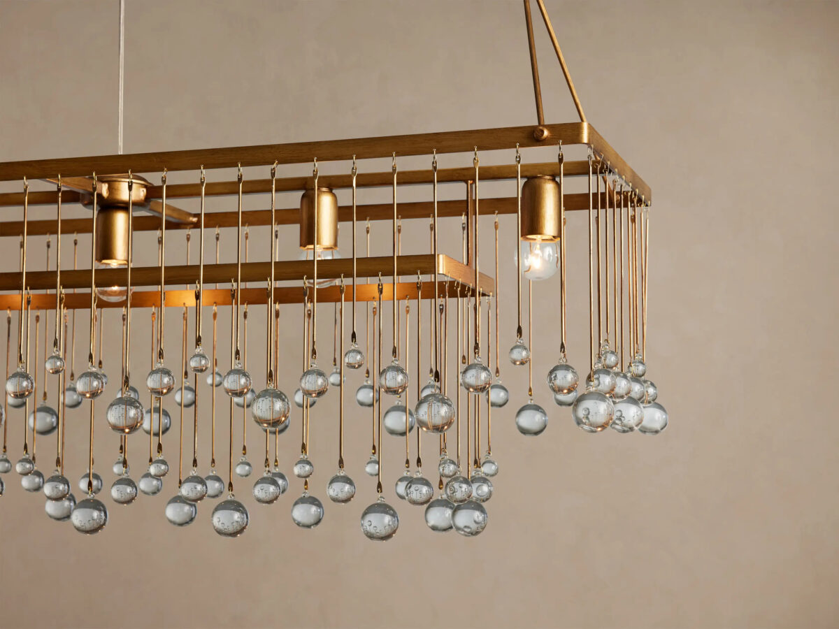 GV Iron Chandelier Aubrey Rectangular Glass Drop Light - Image 13